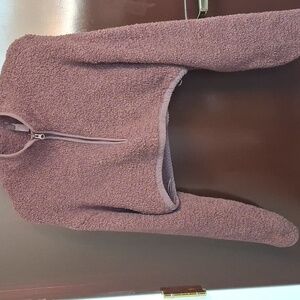SKIMS Brown Fleece Cropped Top